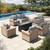 6-Piece Patio Furniture Set, All Weather 7 Seats Outdoor Wicker Sofa with 57" Fire Pit Table, 5.5" Thick Waterproof Cushion Conversation Couch Set for Garden Deck Backyard, Grey