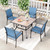 Outdoor Dining Set 5 Piece Patio Table and Chairs Set, 4 x Textilene Dining Chair, 37" Square Wood Look Dining Table, for Lawn Garden Backyard Deck (Blue) Outdoor Dining Set 5 Piece Patio Table and Chairs Set, 4 x Textilene Dining Chair, 37" Square Wood Look Dining Table, for Lawn Garden Backyard Deck (Blue)