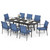 Extendable Patio Table and Chairs Set for 8, 9 Pieces Outdoor Dining Set, Rectangular Metal Dining Table with 8 x Chairs for Deck Lawn Garden Porch, Blue Extendable Patio Table and Chairs Set for 8, 9 Pieces Outdoor Dining Set, Rectangular Metal Dining Table with 8 x Chairs for Deck Lawn Garden Porch, Blue
