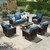 Patio Furniture Set, 4 x High Back Swivel Chairs with 5.5" Comfy Cushions, 6 Pieces Outdoor Wicker Conversation Set for Lawn Deck Backyard, Navy Blue Patio Furniture Set, 4 x High Back Swivel Chairs with 5.5" Comfy Cushions, 6 Pieces Outdoor Wicker Conversation Set for Lawn Deck Backyard, Navy Blue