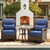 Luxury Patio Furniture Set with 6-inch Thick Cushion, Outdoor High Back Swivel Rocker Patio Chairs, 3PCS Wicker Conversation Set for Deck Yard and Poolside, Blue (V2)