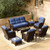 Luxury Patio Furniture Set with 6-inch Thick Cushion, Outdoor Couch and High Back Swivel Rocker Patio Chairs, 10PCS Wicker Conversation Set for Deck Yard and Poolside, Blue (V2) Luxury Patio Furniture Set with 6-inch Thick Cushion, Outdoor Couch and High Back Swivel Rocker Patio Chairs, 10PCS Wicker Conversation Set for Deck Yard and Poolside, Blue (V2)