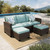 Small Patio Furniture Set, 3 Pieces Wicker Outdoor Sectional Set, L-Shaped Patio Couch Set, Modular Rattan Conversation Set with Lounge Sofa and Ottomans for Deck Lawn Garden, Blue Small Patio Furniture Set, 3 Pieces Wicker Outdoor Sectional Set, L-Shaped Patio Couch Set, Modular Rattan Conversation Set with Lounge Sofa and Ottomans for Deck Lawn Garden, Blue