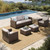 Wicker Patio Furniture Set with Swivel Glide Chairs, 5 Pieces Outdoor Conversation Sofa Sets with Cushions for Deck Lawn Backyard, Beige