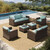 Wicker Patio Furniture Set, Outdoor Sectional Conversation Sets, 6 Pieces 9 Seats Waterproof Deck Backyard Lawn Furniture, Blue