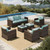 Outdoor Patio Furniture Set, 7 Pieces Wicker Patio Conversation Sets, Outside Sectional Deep Seating Sofa Set for Lawn Backyard Porch, Brown/Blue Outdoor Patio Furniture Set, 7 Pieces Wicker Patio Conversation Sets, Outside Sectional Deep Seating Sofa Set for Lawn Backyard Porch, Brown/Blue
