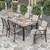 Patio Table and Chairs for 6, 7 Pieces Outdoor Deck Dining Sets, Wood-Like Rectangular Metal Table Set with Chairs for Lawn Garden Backyard, Brown Patio Table and Chairs for 6, 7 Pieces Outdoor Deck Dining Sets, Wood-Like Rectangular Metal Table Set with Chairs for Lawn Garden Backyard, Brown