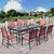 9 Pieces Patio Dining Set, 8 Red Textilene Patio Chairs and 83" Large Rectangle Dining Table, Outdoor Table and Chairs Set for Lawn Garden Backyard Deck 9 Pieces Patio Dining Set, 8 Red Textilene Patio Chairs and 83" Large Rectangle Dining Table, Outdoor Table and Chairs Set for Lawn Garden Backyard Deck