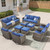 10 Piece Patio Furniture Set-High Back Outdoor Furniture Set Sectional Sofa with Wicker Swivel Patio Chairs,Comfy Cushions Ottomans for Porch Balcony Patio Deck Grey/Blue 10 Piece Patio Furniture Set-High Back Outdoor Furniture Set Sectional Sofa with Wicker Swivel Patio Chairs,Comfy Cushions Ottomans for Porch Balcony Patio Deck Grey/Blue