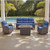 Luxury 6" Thick Cushioned 5 Pieces Patio Furniture Set with Fire Pit Table, Wicker Outdoor Conversation Set with High Back Swivel Rocker Chairs for Deck Porch Yard and Poolside - Brown+Blue Luxury 6" Thick Cushioned 5 Pieces Patio Furniture Set with Fire Pit Table, Wicker Outdoor Conversation Set with High Back Swivel Rocker Chairs for Deck Porch Yard and Poolside - Brown+Blue