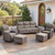 Luxury 6" Thick Cushioned 6 Pieces Patio Furniture Set with Outdoor Couch, Wicker Outdoor Conversation Set with High Back Swivel Rocker Chairs for Deck Porch Yard and Poolside - Brown+Grey Luxury 6" Thick Cushioned 6 Pieces Patio Furniture Set with Outdoor Couch, Wicker Outdoor Conversation Set with High Back Swivel Rocker Chairs for Deck Porch Yard and Poolside - Brown+Grey