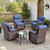 Luxury 6" Thick Cushioned Outdoor Swivel Rocker Patio Chairs Set of 4 with Side Table, High Back Wicker Furniture Set with Ergonomic Zone Back, Conversation Set for Deck Porch - Brown+Blue! Luxury 6" Thick Cushioned Outdoor Swivel Rocker Patio Chairs Set of 4 with Side Table, High Back Wicker Furniture Set with Ergonomic Zone Back, Conversation Set for Deck Porch - Brown+Blue!
