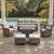 Luxury 6" Thick Cushioned 7 Pieces Patio Furniture Set with Fire Pit Table, Wicker Outdoor Conversation Set with High Back Swivel Rocker Chairs for Deck Porch Yard and Poolside - Brown+Beige Luxury 6" Thick Cushioned 7 Pieces Patio Furniture Set with Fire Pit Table, Wicker Outdoor Conversation Set with High Back Swivel Rocker Chairs for Deck Porch Yard and Poolside - Brown+Beige