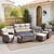 Luxury 6" Thick Cushioned 7 Pieces Patio Furniture Set with Outdoor Couch, Wicker Outdoor Conversation Set with High Back Swivel Rocker Chairs for Deck Porch Yard and Poolside - Brown+Beige Luxury 6" Thick Cushioned 7 Pieces Patio Furniture Set with Outdoor Couch, Wicker Outdoor Conversation Set with High Back Swivel Rocker Chairs for Deck Porch Yard and Poolside - Brown+Beige