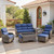 Luxury 6" Thick Cushioned 7 Pieces Patio Furniture Set with Outdoor Couch, Wicker Outdoor Conversation Set with High Back Swivel Rocker Chairs for Deck Porch Yard and Poolside - Grey+Blue Luxury 6" Thick Cushioned 7 Pieces Patio Furniture Set with Outdoor Couch, Wicker Outdoor Conversation Set with High Back Swivel Rocker Chairs for Deck Porch Yard and Poolside - Grey+Blue