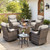 Luxury 6" Thick Cushioned Outdoor Swivel Rocker Chairs Set of 4 with Fire Pit Table, High Back Wicker Patio Furniture Set with Ergonomic Zone Back, Conversation Set for Deck Porch - Grey+Beige Luxury 6" Thick Cushioned Outdoor Swivel Rocker Chairs Set of 4 with Fire Pit Table, High Back Wicker Patio Furniture Set with Ergonomic Zone Back, Conversation Set for Deck Porch - Grey+Beige