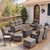 Luxury 6" Thick Cushioned 10 Pieces Patio Furniture Set with Fire Pit Table, Wicker Outdoor Conversation Set with High Back Swivel Rocker Chairs for Deck Porch Yard and Poolside - Brown+Grey Luxury 6" Thick Cushioned 10 Pieces Patio Furniture Set with Fire Pit Table, Wicker Outdoor Conversation Set with High Back Swivel Rocker Chairs for Deck Porch Yard and Poolside - Brown+Grey