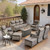 Luxury 6" Thick Cushioned 10 Pieces Patio Furniture Set with Fire Pit Table, Wicker Outdoor Conversation Set with High Back Swivel Rocker Chairs for Deck Porch Yard and Poolside - Grey+Grey Luxury 6" Thick Cushioned 10 Pieces Patio Furniture Set with Fire Pit Table, Wicker Outdoor Conversation Set with High Back Swivel Rocker Chairs for Deck Porch Yard and Poolside - Grey+Grey