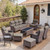 Luxury 6" Thick Cushioned 10 Pieces Patio Furniture Set with Outdoor Couch, Wicker Outdoor Conversation Set with High Back Swivel Rocker Chairs for Deck Porch Yard and Poolside - Brown+Grey Luxury 6" Thick Cushioned 10 Pieces Patio Furniture Set with Outdoor Couch, Wicker Outdoor Conversation Set with High Back Swivel Rocker Chairs for Deck Porch Yard and Poolside - Brown+Grey