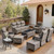 Luxury 6" Thick Cushioned 10 Pieces Patio Furniture Set with Outdoor Couch, Wicker Outdoor Conversation Set with High Back Swivel Rocker Chairs for Deck Porch Yard and Poolside - Grey+Grey Luxury 6" Thick Cushioned 10 Pieces Patio Furniture Set with Outdoor Couch, Wicker Outdoor Conversation Set with High Back Swivel Rocker Chairs for Deck Porch Yard and Poolside - Grey+Grey