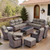 Luxury 6" Thick Cushioned 11 Pieces Patio Furniture Set with Outdoor Couch, Wicker Outdoor Conversation Set with High Back Swivel Rocker Chairs for Deck Porch Yard and Poolside - Brown+Grey Luxury 6" Thick Cushioned 11 Pieces Patio Furniture Set with Outdoor Couch, Wicker Outdoor Conversation Set with High Back Swivel Rocker Chairs for Deck Porch Yard and Poolside - Brown+Grey