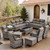 Luxury 6" Thick Cushioned 11 Pieces Patio Furniture Set with Outdoor Couch, Wicker Outdoor Conversation Set with High Back Swivel Rocker Chairs for Deck Porch Yard and Poolside - Grey+Grey Luxury 6" Thick Cushioned 11 Pieces Patio Furniture Set with Outdoor Couch, Wicker Outdoor Conversation Set with High Back Swivel Rocker Chairs for Deck Porch Yard and Poolside - Grey+Grey