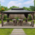 12‘ X 16’ Hardtop Aluminum Permanent Gazebo with a Mosquito Net and Privacy Sidewalls, Permanent Gazebo Pavilion for Patio, Backyard (Brown) 12‘ X 16’ Hardtop Aluminum Permanent Gazebo with a Mosquito Net and Privacy Sidewalls, Permanent Gazebo Pavilion for Patio, Backyard (Brown)