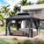 10' X 12' Hardtop Gazebo with Drainage System, Aluminum Outdoor Gazebo with Galvanized Steel Double Roof, Patio Permanent Metal Pavilion with Netting, for Garden, Deck, Grey 10' X 12' Hardtop Gazebo with Drainage System, Aluminum Outdoor Gazebo with Galvanized Steel Double Roof, Patio Permanent Metal Pavilion with Netting, for Garden, Deck, Grey