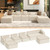 163" Cloud Sectional Couch, Oversized U-Shaped Modular Upholstered Sofa with Ottomans, Corduroy Boneless Couches with 6 Throw Pillows for Living Room, No Assembly Required, Beige