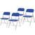 Premium Heavy-Duty Plastic Folding Chairs, Lightweight, Durable Seating for Indoor and Outdoor Use, 500 lb Capacity (4-Pack, Blue Plastic with Gray Frame)