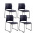 Commercial Stack Chair (Vinyl Padded Seat and Back, Midnight Blue, Black Frame, 4-Pack)