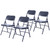 All-Steel Heavy-Duty Folding Chairs, Commercial-Grade Metal Chairs with Dual Braces, 500 lb Capacity (4-Pack, Blue)