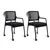 Waiting Room Chairs with Wheels, Adjustable Mesh Backrest, Desk Chair with Ergonomic Lumbar Support and Thickened Seats Cushion, 2 Pack Black