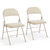 2 Pack Leather Padded Folding Chair, Indoor Outdoor Portable Stackable Commercial Seat with Steel Frame, Capacity for Home, Office, Party, Comfy, Kahki