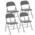 4 Pack Folding Chairs with Padded Cushion and Back - PU Leather Stackable Portable Dining Chairs Set, for Home and Office, Conference, Wedding, Party, Patio, Garden, for Indoor Outdoor, Grey