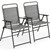 Outdoor Patio Chairs Set of 2, Folding Patio Chairs with Metal Frame, Armrests, Portable Dining Chairs for Camping, Lawn, Garden and Porch, Gray