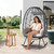 Wicker Rocking Egg Chair 330lbs Capacity Outdoor Indoor Oversized Rattan Chair with Cushion All-Weather Luxury Lounge Chair for Patio Balcony Backyard Garden (Black and Dark Gray)