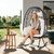 Wicker Rocking Egg Chair 330lbs Capacity Outdoor Indoor Oversized Rattan Chair with Cushion All-Weather Luxury Lounge Chair for Patio Balcony Backyard Garden (Black and White)