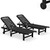 Outdoor Chaise Lounge Set of 2, All-Weather HDPE Pool Lounge Chairs with 5-Position Adjustable Reclining Backrest, Rolling Wheels & Cup Holder for Poolside, Black