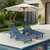 Outdoor Chaise Lounge Set of 2 with 9FT Umbrella, HDPE Pool Lounge Chair with 5-Position Adjustable Backrest, Patio Lounger with Rolling Wheels & Cup Holder for Pool, Navy
