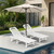 Outdoor Chaise Lounge Set of 2 with 9FT Patio Umbrella, HDPE Pool Lounge Chair with 5-Position Adjustable Backrest, Patio Lounger with Rolling Wheels & Cup Holder for Pool, White