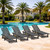 Outdoor Chaise Lounge Set of 4, Patio Lounge Chairs with 5 Positions Adjustable Reclining Backrest, HDPE Lounge Chairs with Rolling Wheels & Cup Holder for Poolside, Beach, Garden, Grey