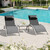 Pool Lounge Chairs Set of 3, Adjustable Aluminum Outdoor Chaise Lounge Chairs with Metal Side Table, All Weather for Deck Lawn Poolside Backyard -Dark Grey Textilene