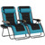 XXL Oversized Padded Zero Gravity Chair Set of 2, Foldable Patio Recliner, 30" Wide Seat Anti Gravity Lounger with Armrest and Cup Holder, Support 400 LBS (Aqua Blue)