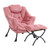Lazy Chair with Ottoman, Modern Accent Chair with Armrests and a Side Pocket, Plush Dark Pink Accent Chairs, Reading Chairs, Oversized Armchairs for Bedroom, Study, Living Room, Courtyard
