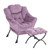 Lazy Chair with Ottoman, Modern Accent Chair with Armrests and a Side Pocket, Plush Purple Accent Chairs, Reading Chairs, Oversized Armchairs for Bedroom, Study, Living Room, Courtyard