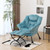 Lazy Chair with Ottoman, Modern Accent Chairs with Folding Footrest, Velvet Light Blue Sofa Chair Set, Reading Chairs, Oversized Armchairs for Bedroom, Study, Living Room, Courtyard