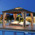 12' x 12' Gazebo Hardtop Double Roof Galvanized Steel Gazebos with Netting and Curtains Outdoor Aluminum Frame Permanent Metal Pavilion for Patio Backyard Deck and Lawns