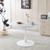 42" Tulip Table for 4-6 Persons Modern Round Dining Room Table, Mid-Century Modern White Small Kitchen Table with MDF Wooden Top, Leisure Coffee Table for Living Room, Dining Room, Office