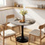 27.6" Marble Round Tulip Table, Mid-Century Modern Style Dining Table with Black Pedestal Base for 2-4 People, Featuring A Marble Tabletop for Kitchen, Dining Room, Cafe (Dark Grey)